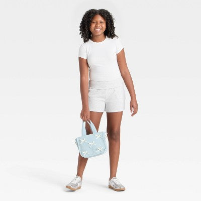 Girls' Foldover Waist Cozy Rib-Knit Shorts - art class Gray L