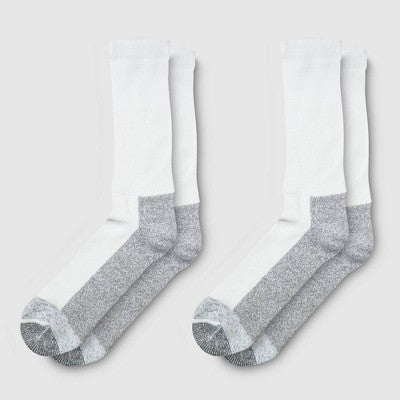 Dickies Men's 2pk Steel Toe Non-Binding Crew Socks - White 6-12: Tagless, Knit Fabric