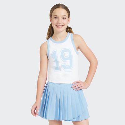 Champion Girls' Graphic High Neck Ribbed Tank Top Bright White S