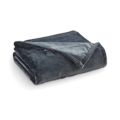 Brookstone Full/Queen Heated Micro Herringbone Blanket Gray