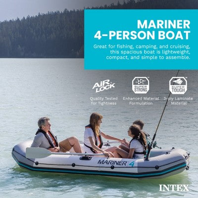Intex Mariner 4-Person Inflatable River Lake Dinghy Boat with Pump and Oars Set (LOCAL PICKUP ONLY)