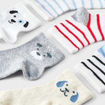Baby 6pk Puppy Striped Socks - Cat & Jack 12-24M