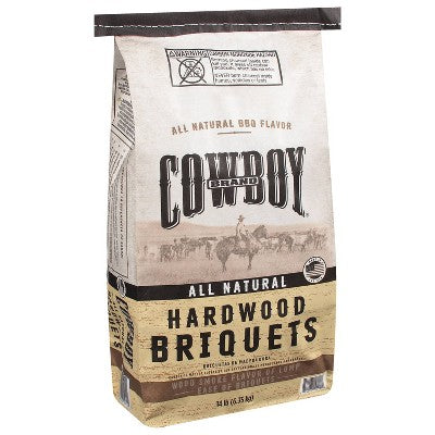 Cowboy 14lb Hardwood Briquets: Ideal for Charcoal Grills, Patio Solid Fuel, 14.65lb Product Weight