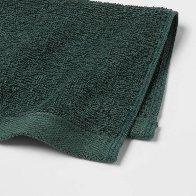8pk Antimicrobial Washcloth Set Dark Green - Room Essentials: Cotton Terry, Midweight, Machine Washable, Oeko-Tex Certified