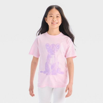 Girls Oversized Lion Cub Graphic T-Shirt Cat & Jack Light Pink L