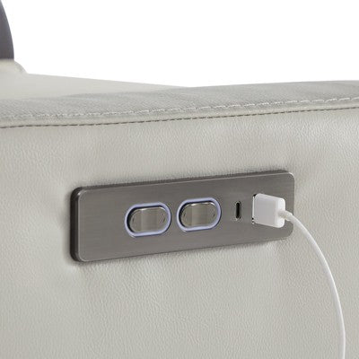 Spruce & Spring Cream Beige Leather Power Recliner Swivel Glider Rocker with Power Headrest (LOCAL PICKUP ONLY)