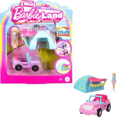 Barbie Mini BarbieLand Doll & Vehicle Set with 1.5" Doll, SUV & Tent Accessory - 3pc