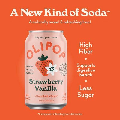 OLIPOP Strawberry Vanilla Prebiotic Soda - 4ct/12 fl oz Cans
