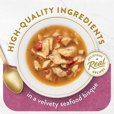 Fancy Feast Broths Lickable Seafood Bisque and Accents of Real Crab Wet Cat Food - 1.4oz810119070111