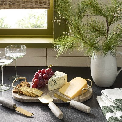 3pc Brass Cheese Knives with Marble Handles Warm Beige - Hearth & Hand with Magnolia