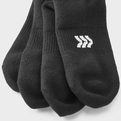 Men's 6pk Quarter Crew Socks - All In Motion Black 6-12