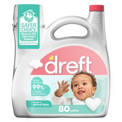 Dreft Stage 2: Active Baby HE Compatible Liquid Laundry Detergent - 105 fl oz