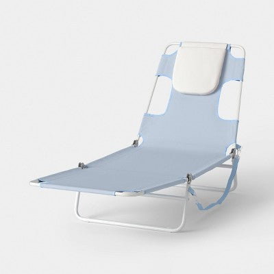 Folding Beach Tanning Chair Light Blue - Room Essentials (LOCAL PICKUP ONLY)