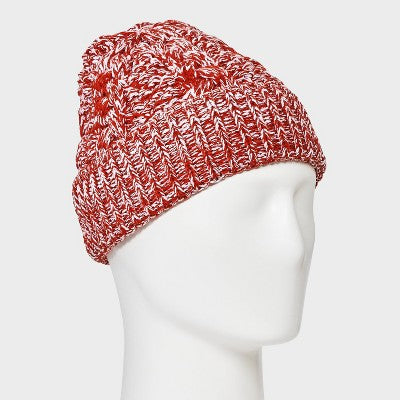 Men's Cable Beanies - Goodfellow & Co Red/White One Size Fits Most