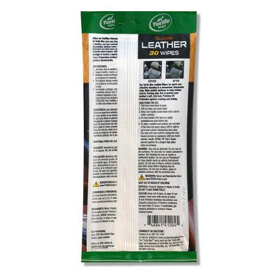 Turtle Wax 30ct Leather Auto Wipes Pouch: Car Interior Cleaner, Leather Wipes, Automotive Cleaning Supplies, Musk Scent
