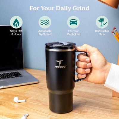 Reduce 24oz Hot1 Vacuum Insulated Stainless Steel Travel Mug with Steam Release Lid Black: Dishwasher-Safe