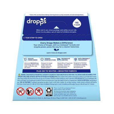 Dropps Laundry 4-in-1 Plus Oxi Power Biobased Detergent Pods - Free + Clear - 38ct