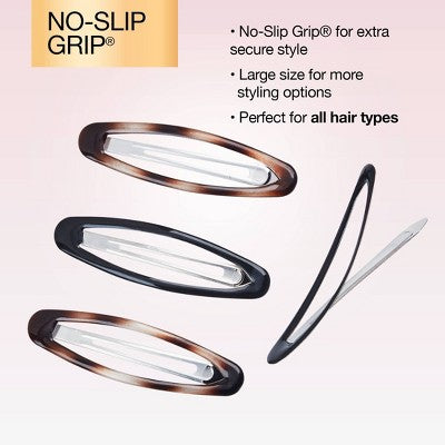 scunci No-Slip Grip Large Oval Snap Clips - Tortoise - All Hair - 4pcs
