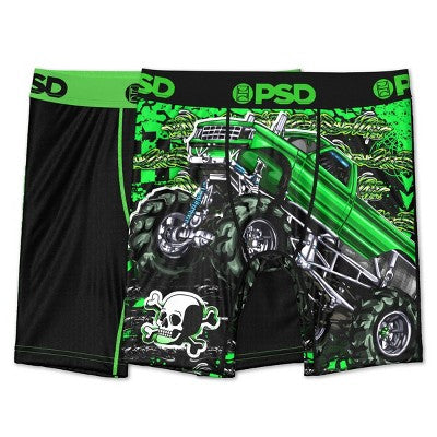 PSD Boys' 2pk Monster Truck Printed Boxer Briefs - Green S