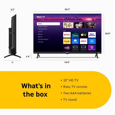 Hiro Roku TV 32" 720p HD Smart TV Flat Screen LED Television with Roku TV and Dolby Audio for Streaming (LOCAL PICKUP ONLY)