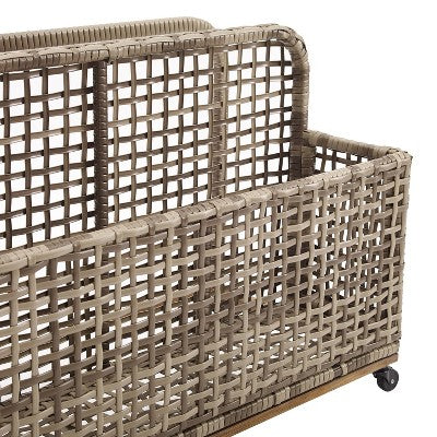 Ridley Outdoor Wicker & Metal Pool Storage Caddy - Gray - Crosley (LOCAL PICKUP ONLY)