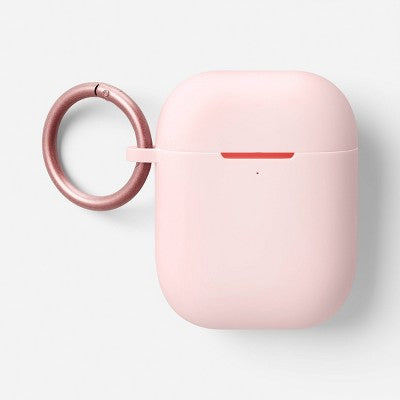 AirPods (1/2 Generation) Silicone Case with Clip - heyday Cosmetic Pink