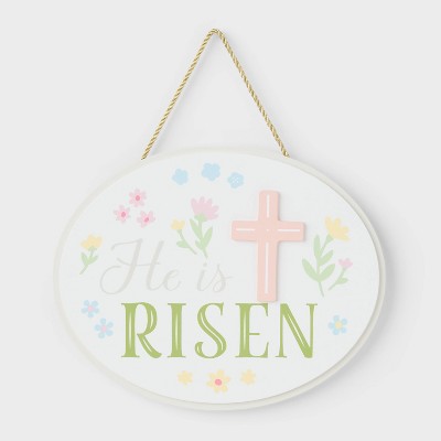 'He is RISEN' Wood Easter Sign - Spritz
