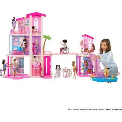 Barbie DreamHouse Dollhouse 2026, 2 Pools, 2 Slides, 2 Houses, Elevator with 3 Levels & 65+ Pieces Including Furniture & Accessories (LOCAL PICKUP ONLY)