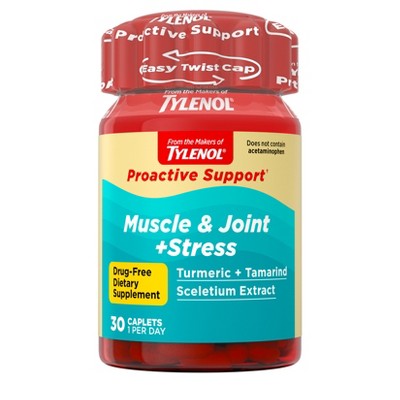 Tylenol Proactive Support Muscle & Joint + Stress Relieve - 30ct: Oral, Caplet Form, 250mg Strength