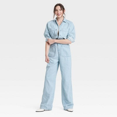 Women's Denim Baggy Jumpsuit - Universal Thread Light Wash 6