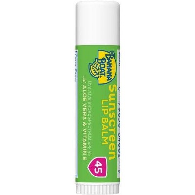 Banana Boat Sunscreen Lip Balm SPF 45 with Aloe Vera and Vitamin E, Broad Spectrum Protection, 0.15 oz