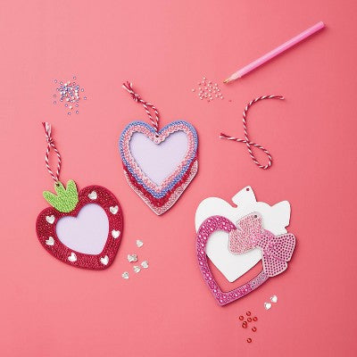 3ct Valentine's Craft Gem Art Mini Heart Frames Activity Kit - Mondo Llama