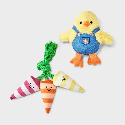 11.7" Chick & Carrots Plush Rope Dog Toy - Boots & Barkley 2pk