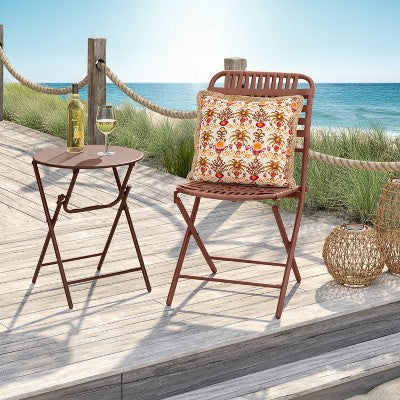 Open Weave Folding Chair Brown - Threshold (LOCAL PICKUP ONLY)