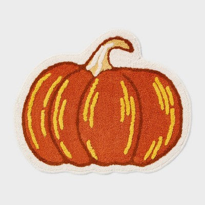 20"x23" Pumpkin Shaped Non-Slip Harvest Bath Rug Orange - Room Essentials