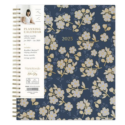 Marie Kondo for Blue Sky 2025 Monthly Planner 10.14"x8.15" Wirebound Hana Navy: Adult Agenda, Stationery, Tabs
