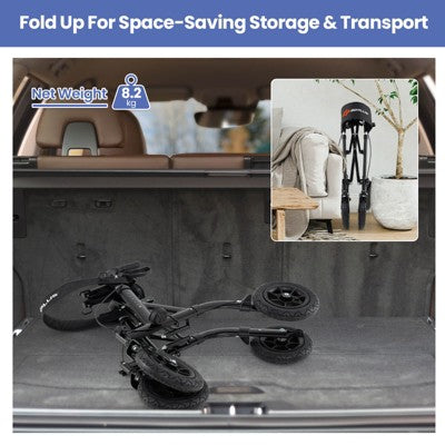 Costway Foldable Height Adjustable Rollator Walker with Seat, Storage Bag for Seniors Black (LOCAL PICKUP ONLY)