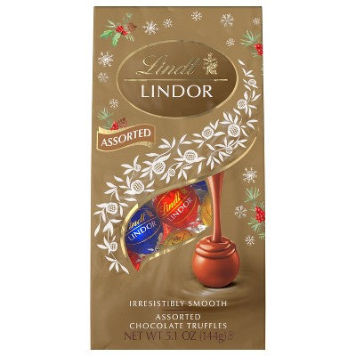 LINDOR, Lindt Gold Assorted Christmas Chocolate Candy Truffles - 5.1oz