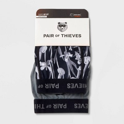 Pair of Thieves Men's Floral Super Fit Boxer Briefs 2pk - Gray/Black S