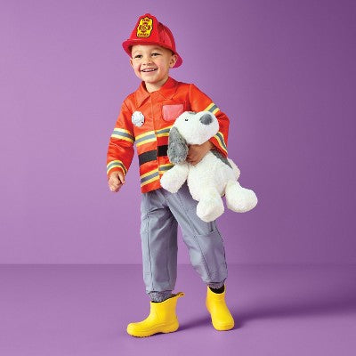 Pretend Play Fire Fighter Costume with Jacket & Hat 2T-4T - Gigglescape