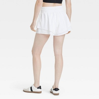 Women's Double Layer Woven Mid-Rise Shorts 2.5" JoyLab White S