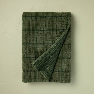 Grid Matelasse Throw Blanket Dark Green - Hearth & Hand with Magnolia