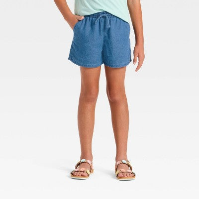 Girls' Pull-On Woven Shorts - Cat & Jack Medium Wash XXL