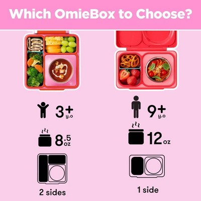 OMIE OmieBox Insulated Bento Lunch Box with Leakproof Thermos Food Jar 3 Compartments - Pink Berry