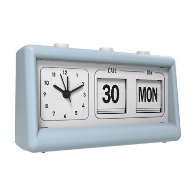 GEMS Retro Analog Alarm Clock - Light Blue: Plastic Table Clock for Bedroom