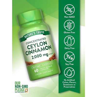 Nature's Truth Ceylon Cinnamon 2000mg with Chromium | 60 Capsules