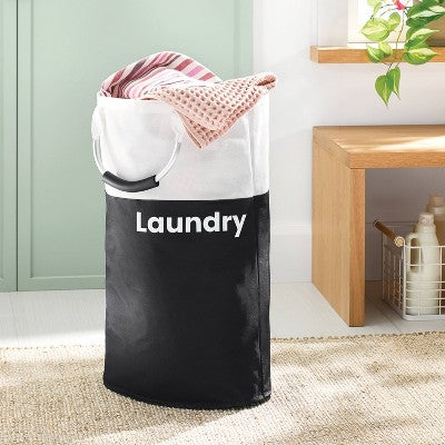 Scripted Structured Collapsible Hamper - Black - Brightroom