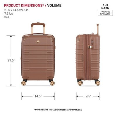 SWISSGEAR Cascade II Hardside Carry On Spinner Suitcase - Maple: 8-Wheel Solid Design