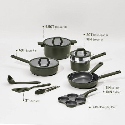 Carote 21pc Nonstick Cookware Set Dark Green (LOCAL PICKUP ONLY)