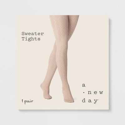 Women's Cable Sweater Tights - A New Day Oatmeal Heather 1X-2X